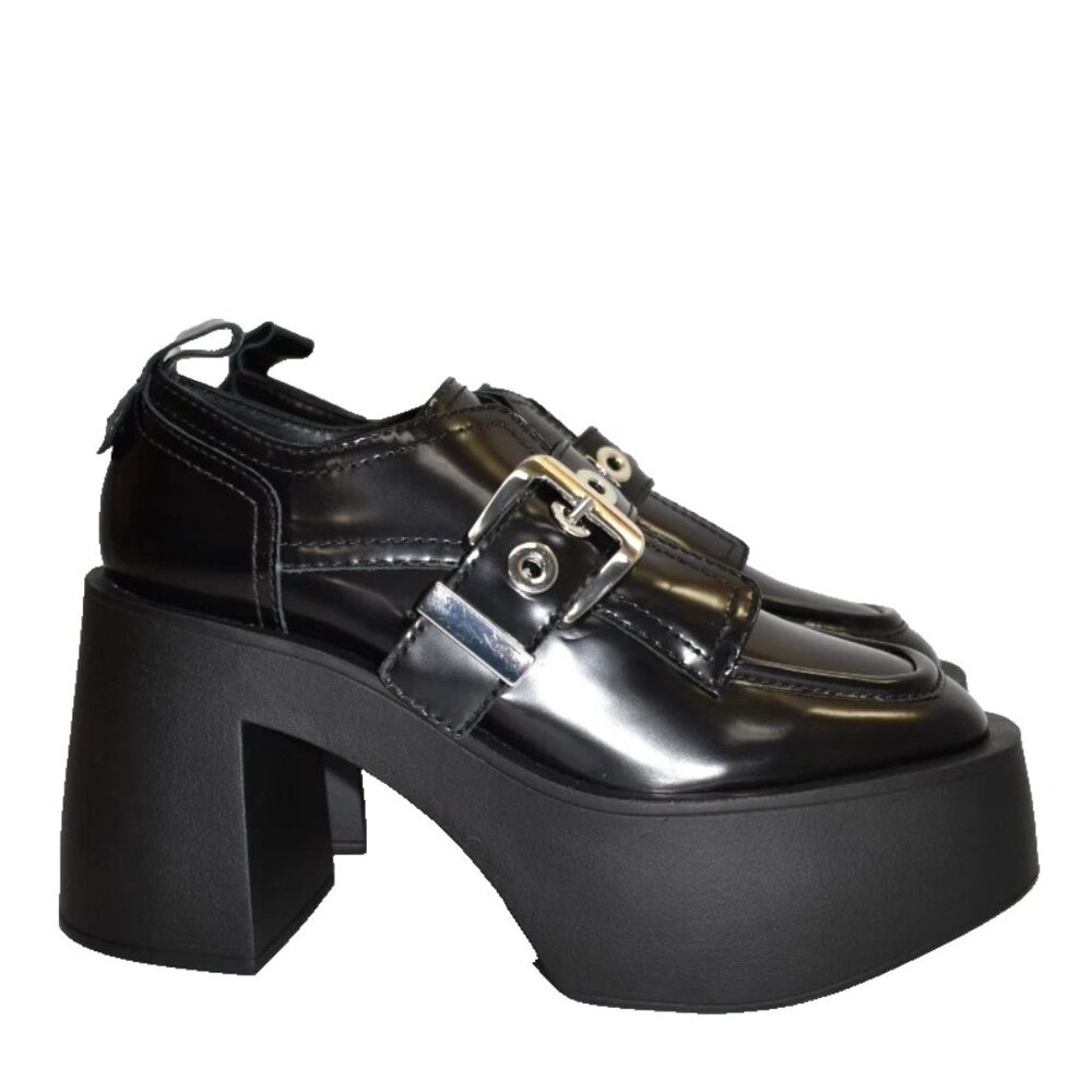 $420 LARROUDE stewart 100mm patent leather platform oxfords BLACK 8 (DC13)